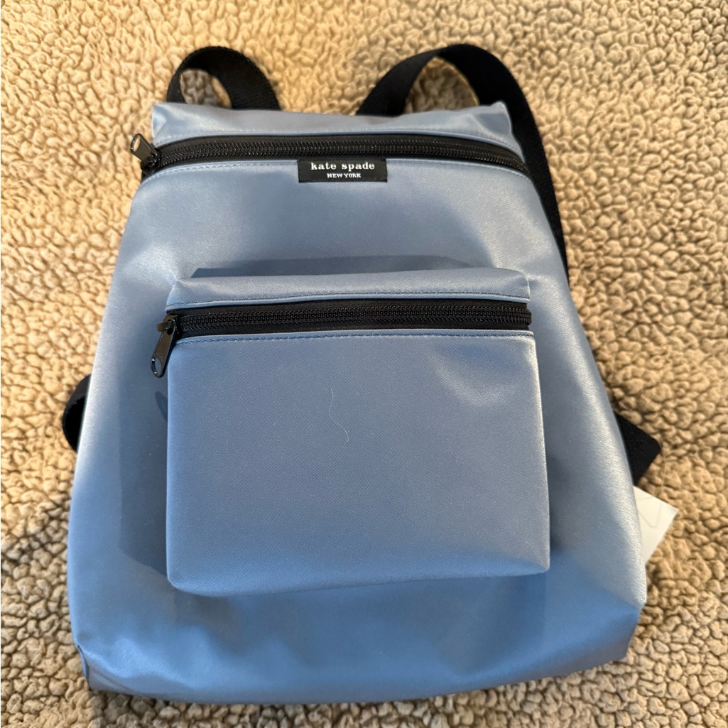 Kate Spade Blue Small Nylon Backpack With Front Pocket